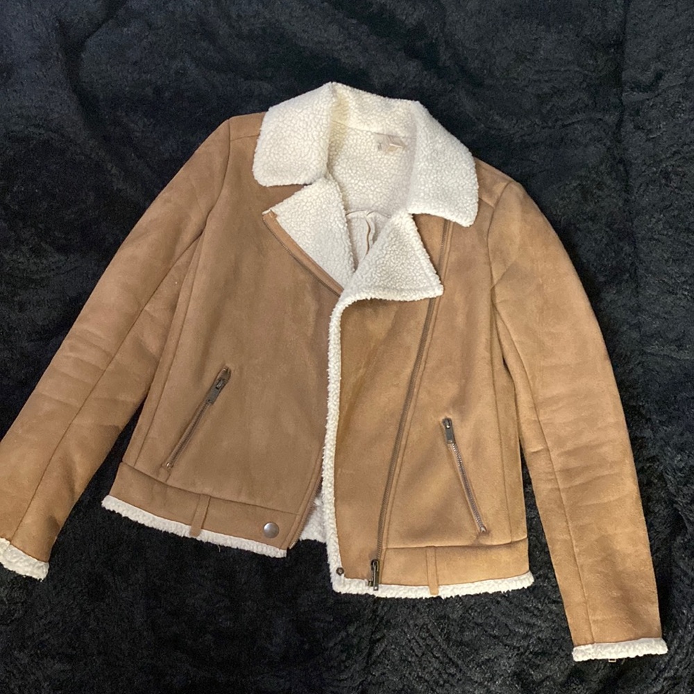 Faux fur trim Aviator Jacket size small